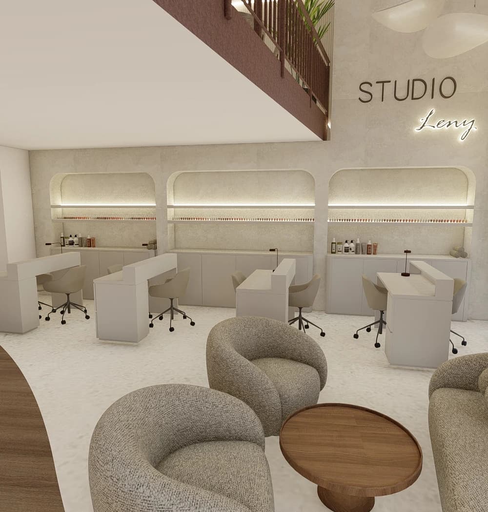 Vizualizace prostor Studio Leny — manikúra a lounge