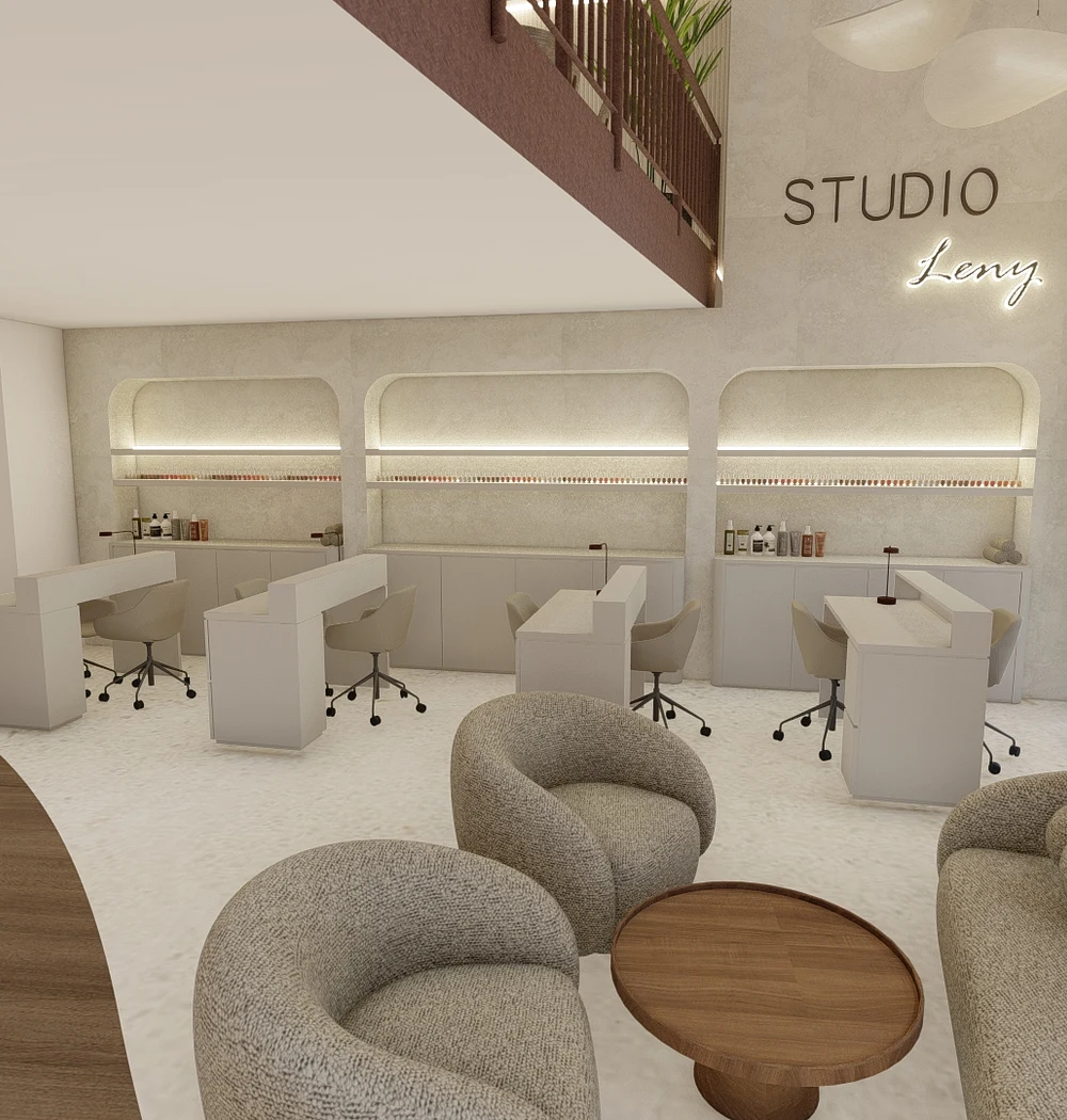 Vizualizace prostor Studio Leny — manikúra a lounge